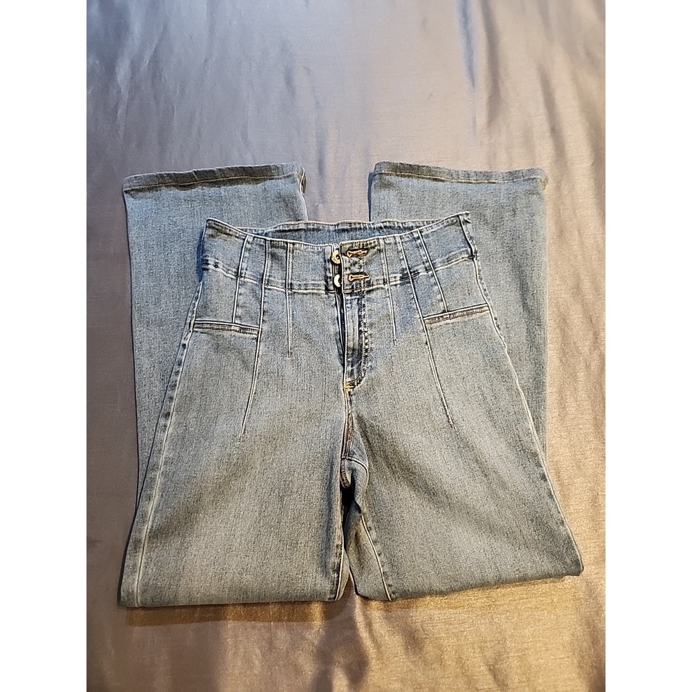 INC International‎ Concepts High Rise Corset Flare Jeans Blue Wide Leg